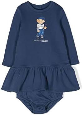 Комплект Флисового рокли POLO RALPH LAUREN Baby гърлс Bear на 18 месеца Федерална Син цвят