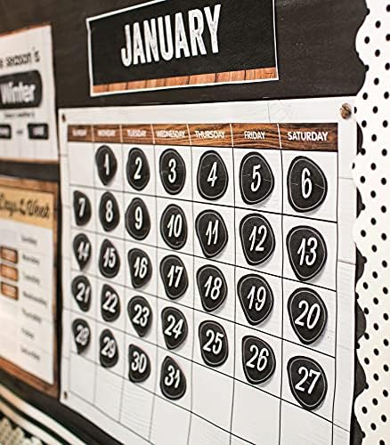 Комплект дъски за съобщения в стил индустриален шик в училище стил, Календар за месец в фермерска къща с номера,