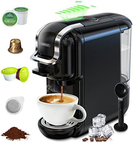 Кафемашина за приготвяне на кафе на капсули в една доза, еспресо машина HiBREW 5 в 1, за капсули, съвместими