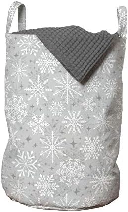 Коледна торбичка за бельо Ambesonne, Различни видове Стрели и Звездички във формата на Снежинки, студена зима,