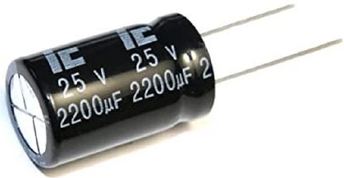 2200 справедливост, 25 (13x21 мм) Електролитни кондензатори с диапазон на работна температура от -40°C до +105°C