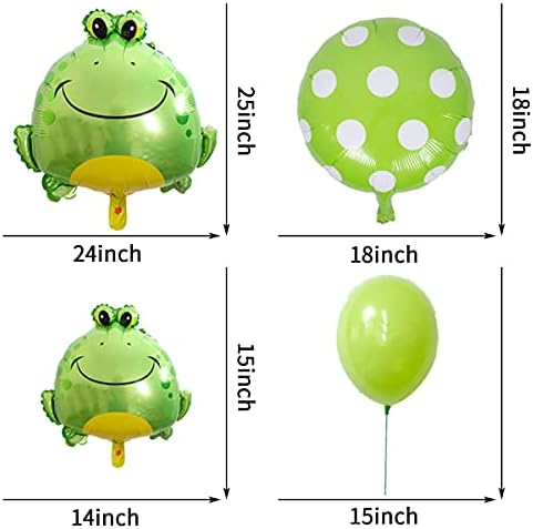 Комплект балони-жаби от 21 парчета, 4 Големи топки от алуминиево фолио на Зелената жаба и 5 мини топки от алуминиево