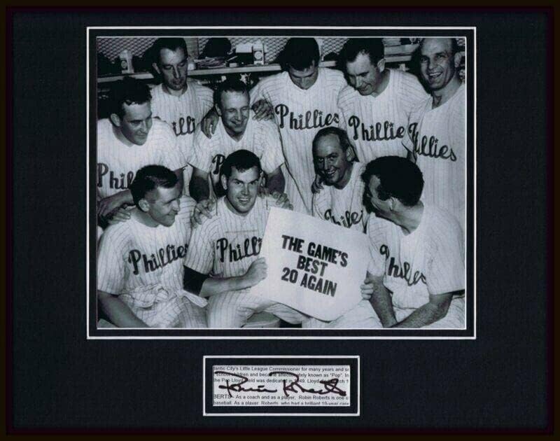 Дисплей за снимки с автограф на Робин Робъртс в рамка с Размер 11x14 см, JSA Phillies - Снимки на MLB с автограф