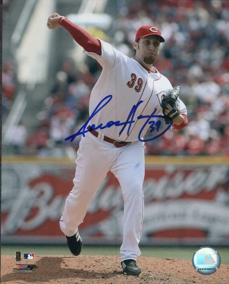 Снимка на Аарон Харанга Синсинати Редс с автограф 8x10 С / Coa - Снимки на MLB с автограф