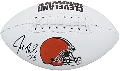 Джо Томас Подписа с пълен размер на Футболна топка С логото на Кливланд Браунз - Футболни топки с Автографи