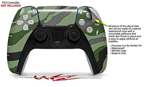 Апликация на кожата WraptorSkinz, съвместим с контролера на Sony PS5 DualSense, Камуфляжно-зелен (контролер В комплекта не са включени)