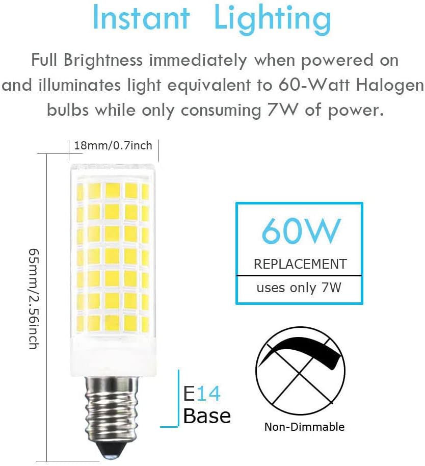 Greeogin 3 опаковки led крушки E14 мощност 7 W, Еквивалент на европейската основната лампа E14 с Капацитет 60-70