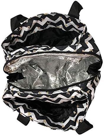 Nicole Miller от Ню Йорк, Изолирано Водоустойчива чанта-хладилник за обяд - 11 Lunch Мъкна (черно-бяло Шевронное