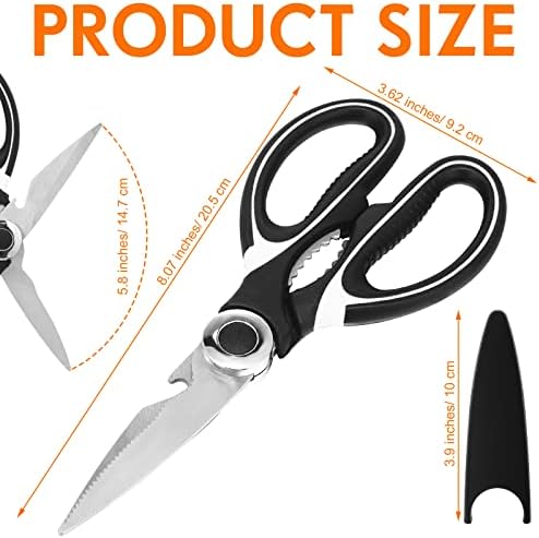 4 Опаковки Кухненски ножици с капаци Тежки Кухненски ножици с общо предназначение, Многофункционални Кухненски