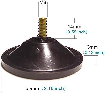 M6 - D 5,5 см (D 2,16) Здрав удебелена кант PVC С резба M6, Кука-търтей с контргайкой за интензивно засмукване, 6 броя, Препоръчително (черен)