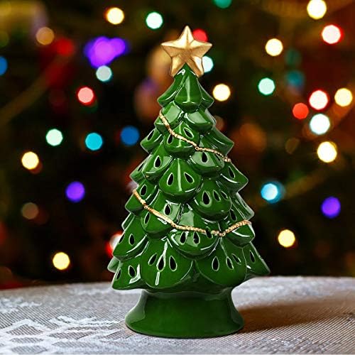 Harpy So 11,5 Предварително Осветени Керамични Кухи Коледна елха с Led Подсветка Коледен Декор