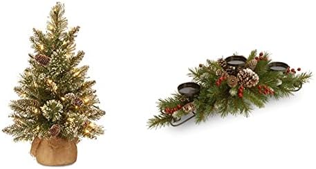Предварително осветени изкуствена мини-Коледна елха Tree National Company | Включва Малки led прожектори, подутини