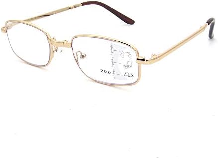 Qi Song Анти-Синя Светлина Мультифокальные Прогресивни Очила За Четене Мъжки Женски Сгъваеми Метални Очила За