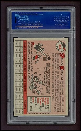 1958 Topps 444 Дани Кравиц Питсбърг Пайрэтс (Бейзболна картичка) PSA PSA 8.00 Пирати