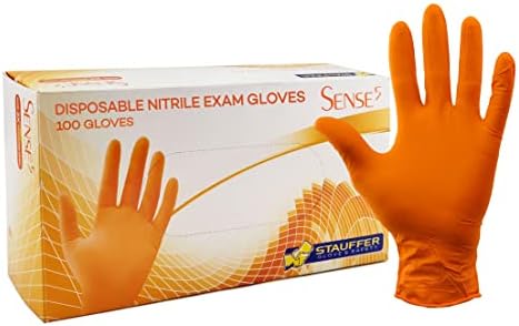 Оранжево за Еднократна употреба нитриловые ръкавици, 5 на хиляда, Stauffer Sense5, Без латекс, текстурирани,