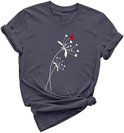 Топ Риза за Дами Лято Есен 2023 Модни Дрехи с Къс Ръкав и Кръгло Деколте Памучен Тениска с Графичен Дизайн за