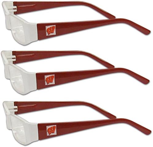 Спортни очила за четене NCAA Siskiyou Sports Fan Shop Wisconsin Badgers (3 опаковки) Мощност на четене: + 2,00
