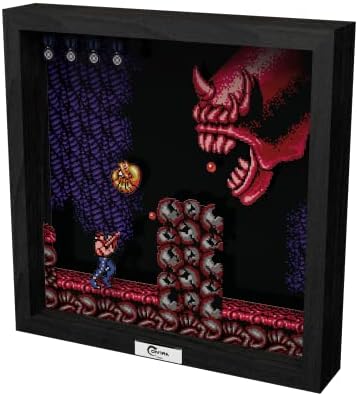 Пикселова рамка Level Up Labs: Contra - Dragon Breath Java - 3D Shadow Box - Декор в Рамката за стените на Дома, Рафтове, колекционерски игри на плакати, Украса игри стая за момчета и момичета