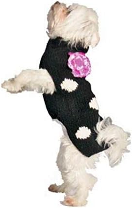 Пуловер за кучета Шили Куче в Черен Грах с цветя Модел, Средно