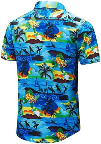 ENVMENST Хавайска Тениска за Мъже с Къси Ръкави, Плажната Лятна Риза Aloha Копчета с Принтом (S-3XL)