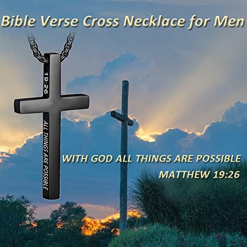 Колие с Кръст ZRAY за Мъже, Вдъхновяващи Стих от Библията, Окачване с Кръст, Верига с Кръст от Неръждаема Стомана,