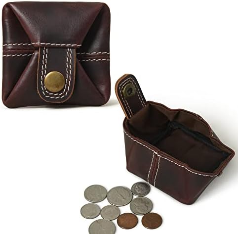 Кожена Кесия за монети, държач за дреболии, Мини Джоб на Чантата за Мъже и Жени (Cinnamon, опаковки от 1)