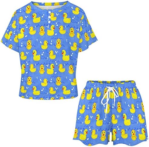 Комплект дамски Пижами Rubber Yellow Ducks От две части Топ с къс ръкав и къси Панталони, Пижами