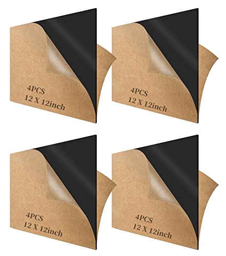 Черен Акрилен лист от плексиглас, MIKING 4 опаковки, 12x12 Инча, Черна Molded Квадрата панел с Дебелина 1/8