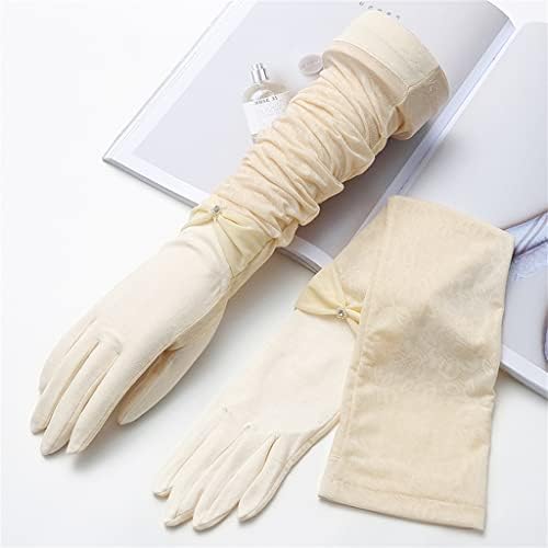 ZHUHW / Летни Ръкавици от Ледената коприна, Дамски Дълги Ръкавици За шофиране, Тънки Ръкавици с Пет пръста (Цвят: