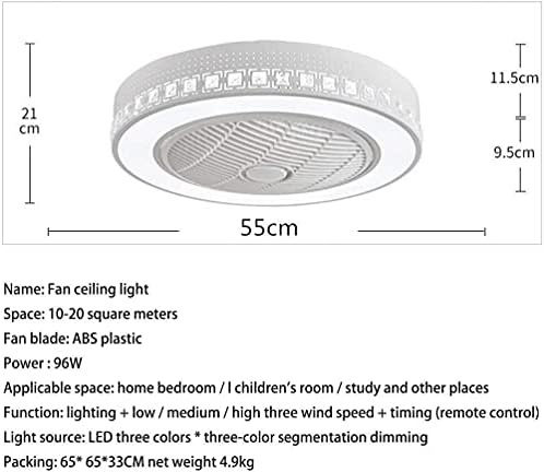 DIEFMJ Led Вентилатор на Тавана Лампа С Регулируема Яркост Безшумен Вентилатор на Тавана със светлина и Дистанционно