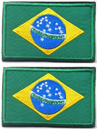 2 елемента Бразилски Флаг Бродирани Ленти за Бродерия Пластир Икона Кука и Контур Бродирана Нашивка