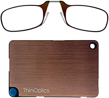 Тънък портфейл ThinOptics от Неръждаема стомана с Ридерами /Очила за четене Правоъгълен, Розово злато, 44,45