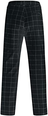 ZDOO Мъжки Ежедневни Проверени Панталони, Стегнати плътно Прилепнали Модел Панталони с плоска предна част, Градинска