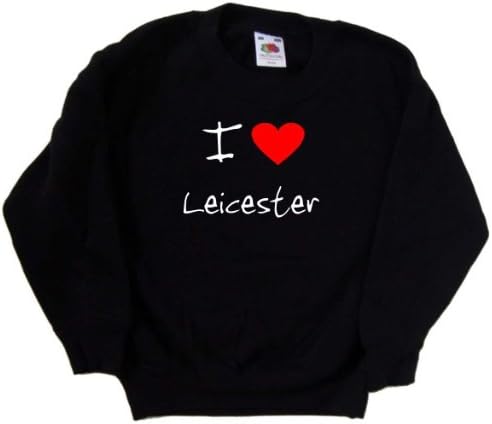 Черна детска Hoody I Love Heart Leicester