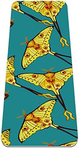 Siebzeh Жълто с шарени пеперуди в свободен полет, синьо, премиум Дебела подложка за йога, в Екологично Чист