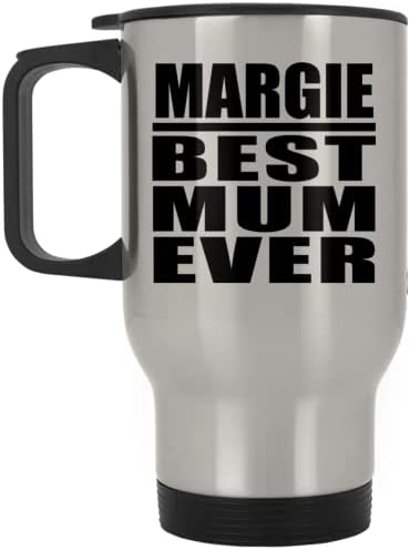 Дизайнсифи Марджи най-Добрата Майка На света, Сребърен Пътна Чаша 14 грама, на Изолиран Чаша от Неръждаема Стомана,