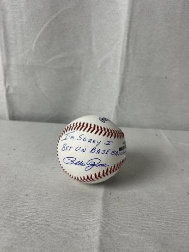Пийт Роуз подписа Im Sorry I Bet On Baseball с автограф OMLB Baseball JSA - Бейзболни топки с автографи