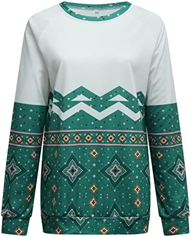 MtsDJSKF/ Дамски Блузи с кръгло деколте и дълъг ръкав в западен стил с Принтом на Ацтеките, Всекидневни Пуловер