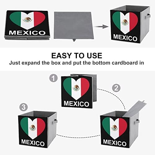 Love Mexico Сгъваема Кутия За Съхранение на Кубчета От Плат 11-Инчови Сгъваеми Кутии За Съхранение с Дръжки