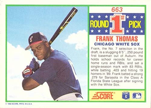 1990 Сметка в бейзбола 663 Карта начинаещ Франк Томас