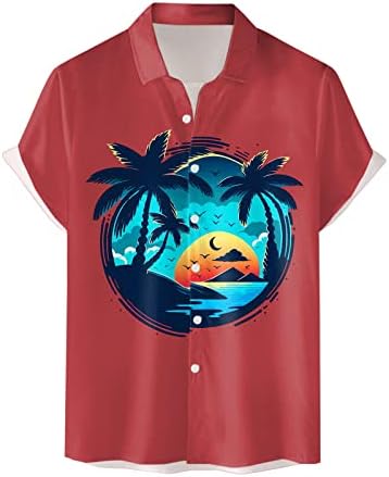 Мъжки Ризи с къс ръкав Wabtum, Мъжки Хавайски Ежедневни Плажна Риза с Принтом, Риза с копчета, Реколта Риза