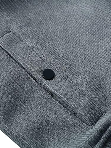 Якета OSHHO за жените - Мъжко Вельветовое палто с заплатками на една плюшена подплата (Цвят: Сив, Размер: XX-Large)