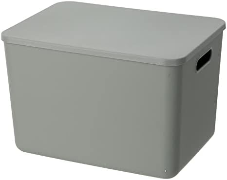 YBM HOME Штабелируемый Пластмасов контейнер за съхранение с капак, Универсално за класната стая, чекмеджета, плот, офис, Игрална стая, Рафтове, Шкафове, Сив, 2149-1