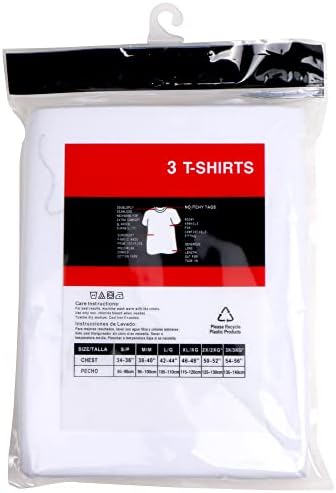 Мъжка бяла тениска без етикети от памук кръгло деколте TZ Обещание, 3 опаковки, Лека майк-чай без етикети