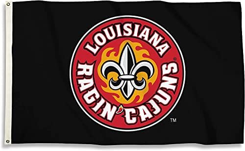 Флаг на NCAA Луизиана Лафайет Рэгин Каджунс с Люверсами, 3 х 5 инча, черен